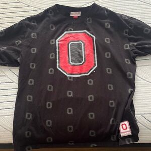 Mitchell & Ness Black Tee with Red and Gray O Design Ohio state